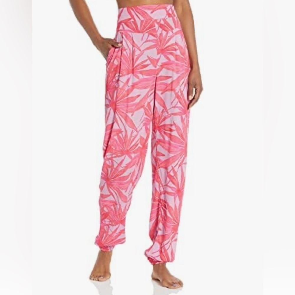 PJ Salvage Womens Loungewear Pink Tranquil Palm Joggers  Size M
